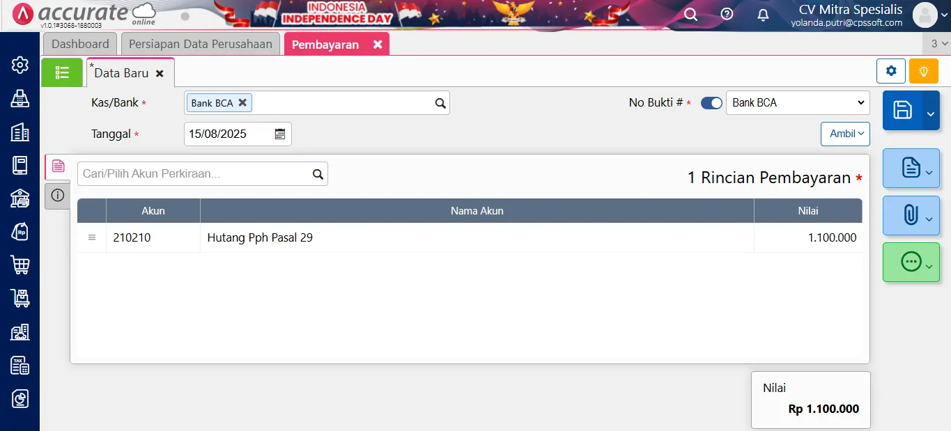 melihat laba setelah pajak di accurate online